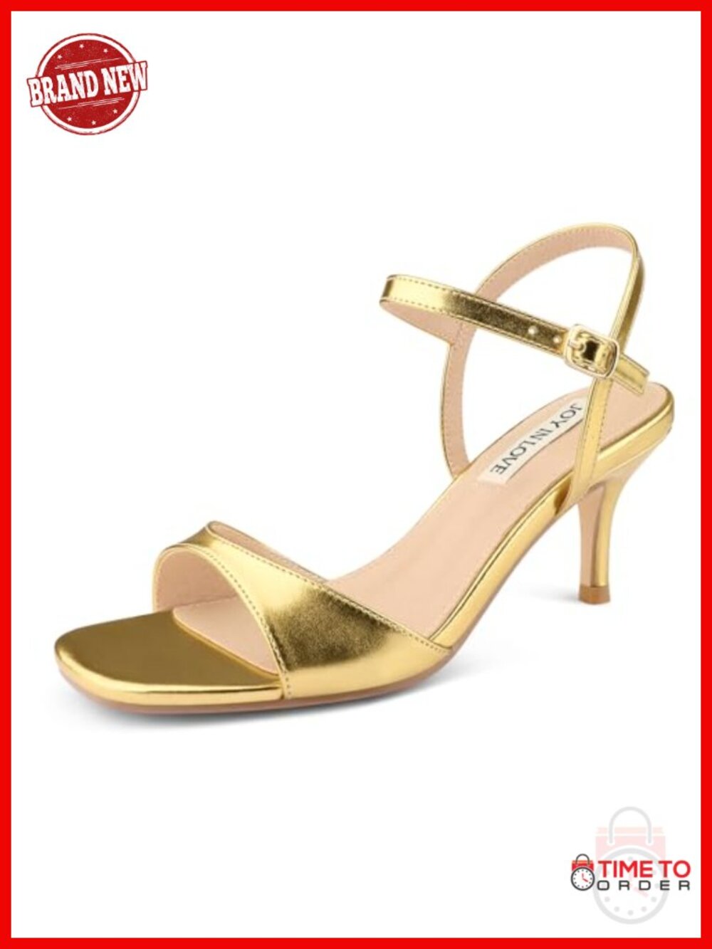 Kitten Heel Open Toe Sandals Square Toe Ankle Strap Women's Dress Shoes
